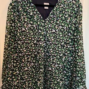 Green and Black Patterned Women's Top